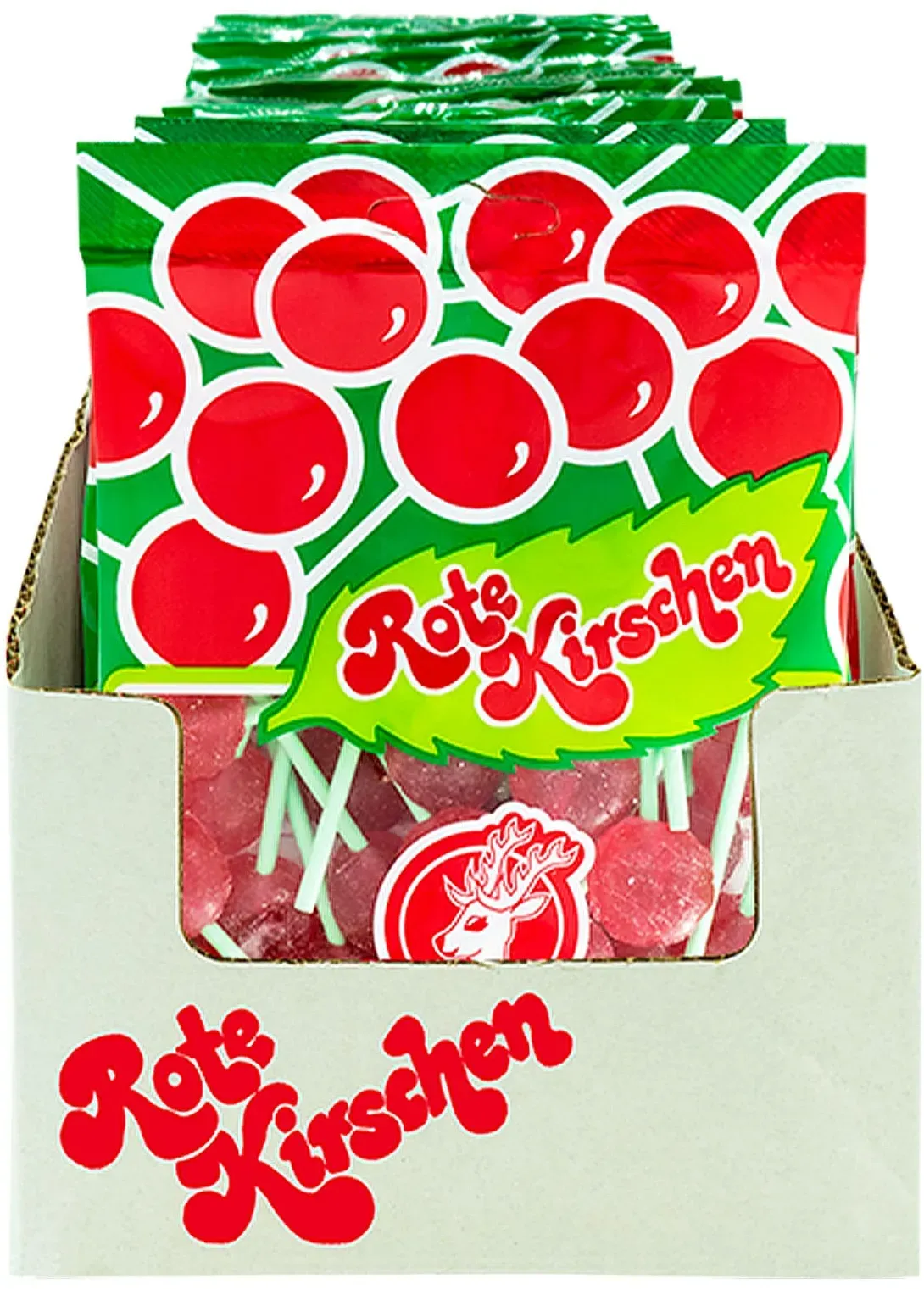 Hirsch Rote Kirschen Lollis 100 g, 20er Pack