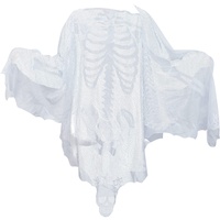 GORGECRAFT Skelett-Poncho, Weiße Spitze, Schädelknochen, Halloween-Kostüme Für Frauen, Tag Der Toten, Kostüm (59,59 x (5)Zoll)