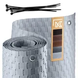 Kadax Balkonverkleidung 100 x 400 cm Hellgrau Rattan