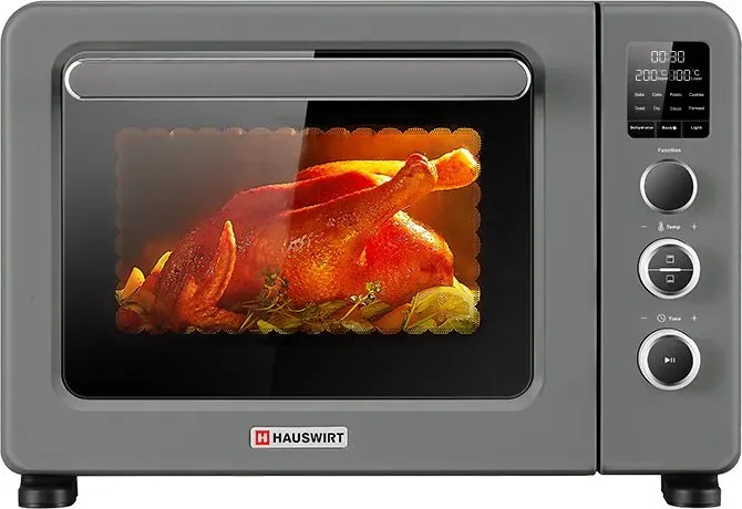 Hauswirt C40 intelligenter Konvektionsofen mit Thermometer, 35 L große Kapazität, 4-stufiges Backblech, LED-Display, grau