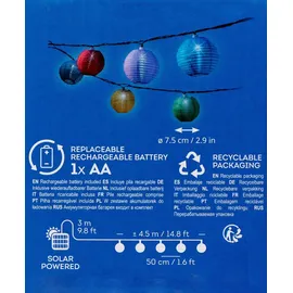 Lumineo LED Lichterkette Lampions 3,5 m Nylon Warmweiß