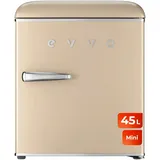 EVVO Mini-Kühlschrank, Retro-Design, 45 Liter, Vintage-Stil, energiesparend, leise, Temperaturkontrolle, Raumorganisator, Mini-Kühlschrank, F20 Retro, Beige