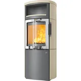 Kaminofen HARK 44-5.8 GT FlameKat 8 kW - Ofenkacheln: Quarz-Weiß - Korpus: titan/verchromt