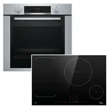 Bosch Einbaubackofen EcoClean mit Midea Induktionskochfeld autark, 80 cm