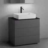 neoro n50 Unterschrank B: 80 cm mit 3 Auszügen, Waschtisch B: 58 cm weiß matt, B: 80.5 BN0065WM+BN0452GR+BN0402C2