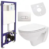 Belvit Hänge Wand WC Toilette mit Spülkasten / Vorwandelement inkl. Betätigungsplatte