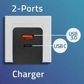 Qoltec GaN POWER PRO Ladegerät 1xusb-c 1xUSB 100W 5-20V 1,5-5a PD Laptop Smartphone Schwarz