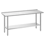 Vevor Edelstahltisch Gastro 1829 x 610 x 894 mm, Verstellbarer Edelstahltisch mit Aufkantung, Arbeitstisch mit Grundboden für Restaurant Schwerlast Obere Ablage (263 kg) Untere Ablage (218 kg)
