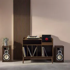 sweeek - Vintage-Möbel für Schallplatten mit Holzdekor - Dunkles Holz - Braun
