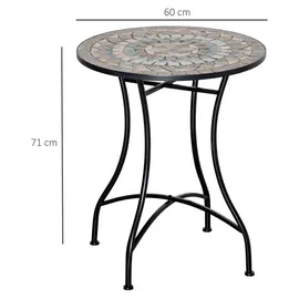 Outsunny Gartentisch Ø60 x 75 cm Grün/Beige/Weiß