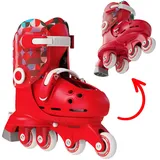 Yvolution Rollschuhe Kinder 2 In 1, Gemütlich Inliner für Kinder Einstellbare Größe Jungen und MäDchen, Geeignet für Den Innen- und AußEnbereich (Red)