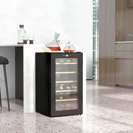 Homcom Weinkühlschrank 65 L Getränkekühlschrank für 24 Flaschen, 5-20°C, Schwarz