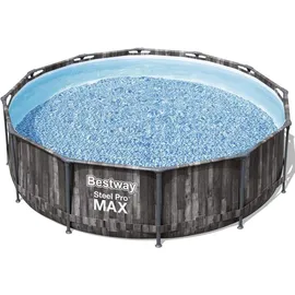 BESTWAY Steel Pro Max Frame Pool Set 366 x 100 cm holzoptik inkl. Filterpumpe