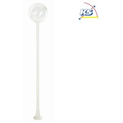 Albert Outdoor Mastleuchte Typ Nr. 2054, Ø 30cm, Höhe 185cm, IP44, E27 A65 max. 150W, Kugel transparent, weiß ALB-682054