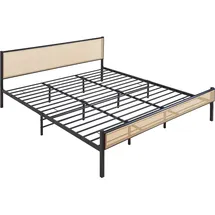 [en.casa] Metallbett Linköping 180 x 200 cm mit rechteckigem Kopfteil + Matratze