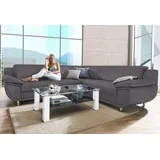TRENDMANUFAKTUR Ecksofa Rondo wahlweise mit Schlaffunktion, 267x247 cm (BxT), breite Armlehnen«, L-Form, wahlweise mit Federkern bestellbar, Füße chromfarben grau