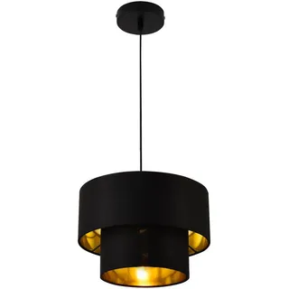 lux.pro Hängeleuchte Lopar Ø 30 cm Metall Stoff Schwarz/Gold