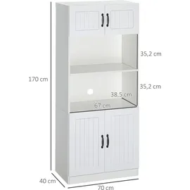 Homcom Küchenbuffet Hochschrank mit 2 Regalen und 2 Schränken Landhausstil 0 x 0 x 0 Weiß