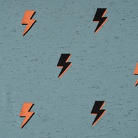 SCHÖNER LEBEN. Baumwolljersey Jersey Melange Thunder Blitz blau orange schwarz 1,5m