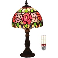 Uziqueif Tiffany Style Tischlampe, 8 Zoll Tiffany Lampe, Vintage Buntglas Lampen, Tischlampen Für Wohnzimmer Schlafzimmer Nachttischlampe Büro