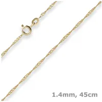 Schmuck Krone Goldkette 1,4mm Singapurkette aus 333 Gelbgold 45cm, Gold 333 goldfarben