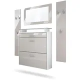 Vladon Malea Garderobe 180x180x23 Sandgrau Hochglanz