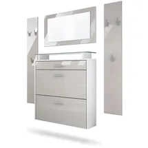 Vladon Malea Garderobe 180x180x23 Sandgrau Hochglanz