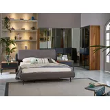 Xlmoebel Komplettschlafzimmer Doppelbett-Set mit braunem Holz-Bettrahmen für stilvolles Schlafzimmer, (Set 4tlg Schlafzimmer (Bett + 2xNachttische + Kleiderschranke), Hergestellt in Europa braun