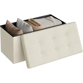Woltu Sitzhocker mit Stauraum Leinen 76 x 38 x 38 cm Cremeweiß/Beige
