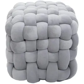 Mendler Hocker HWC-Q48 Samt 39 x 39 x 39 cm Dunkelgrau
