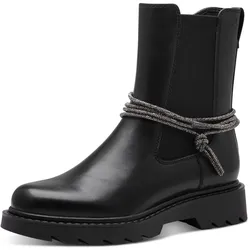 Chelseaboots, Blockabsatz, Stiefelette mit funkelnden Bändern verziert, Gr. 36, schwarz, , 32156859-36