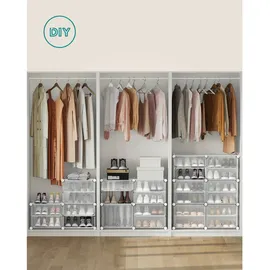 Songmics Schuhregal 83 x 156 x 32 cm 10 Fächer / transparent/weiß