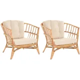 2er Set Korbsessel mediterran Rattan Korbstuhl mit Armlehnen Lounge (Riviera)