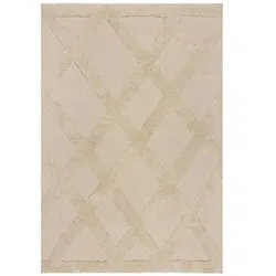 Kadima Design Handgewebter Teppich aus 100% Baumwolle, Geometrisches Muster in Naturfarben - `Silt`. 120x170 cm