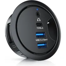 CSL Kabeldurchführung mit USB Hub 2x USB-A, 1x USB-C, Audioanschluss