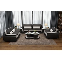 JVmoebel Sofa Ledersofa Couch Sofagarnitur Neu 3+2+1 Sitzer Garnitur Sofa, Made in Europe schwarz