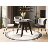 WFL GROUP Esstisch Glory im Industriestil - Modern, Rund - Ausziehbar von 100 cm bis 140 cm, Pulverbeschichtete Metallbeine - Chicago Beton Grau