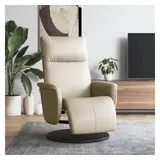 vidaXL Relaxsessel mit Fußteil Kunstleder 56,1 x 105 x 88,6 cm Creme drehbar
