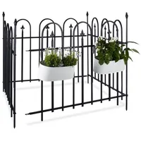 Relaxdays Zaun-Set 4,8 m x 100 cm Schwarz/Metall