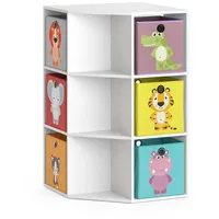 Vicco Kinderregal Luigi, Weiß 64 x 107.8 cm mit 6 Faltboxen Opt.1
