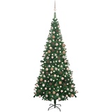 vidaXL Künstlicher Weihnachtsbaum mit LEDs & Kugeln L 240 cm Grün