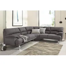 TRENDMANUFAKTUR Ecksofa "Cecilia II, in italienischen Design, bequem, hoher Sitzkomfort, L-Form", grau (stone), B:280cm H:87cm T:240cm, Microfaser Vintage (100% Polyester);Struktur (100% Polyester);Struktur fein (100% Polyester), Sofas, Ecksofa, extrabreite Armlehnen für
