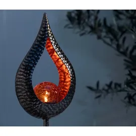 Dehner Solarleuchte Metall/Glas/Kunststoff 117 x 18 x 8 cm inkl. warmweißem Licht Silber/Dunkelgrau