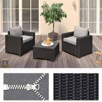 California Loungeset: 2x Sessel & Tisch Gartenmöbel Poly Rattan Sitzgruppe Möbel