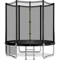 JUMMICO Trampolin Outdoor Ø 183/228/305/366/427 cm, Gartentrampolin für Kinder mit Leiter und Seitentasche (Schwarz,183cm)