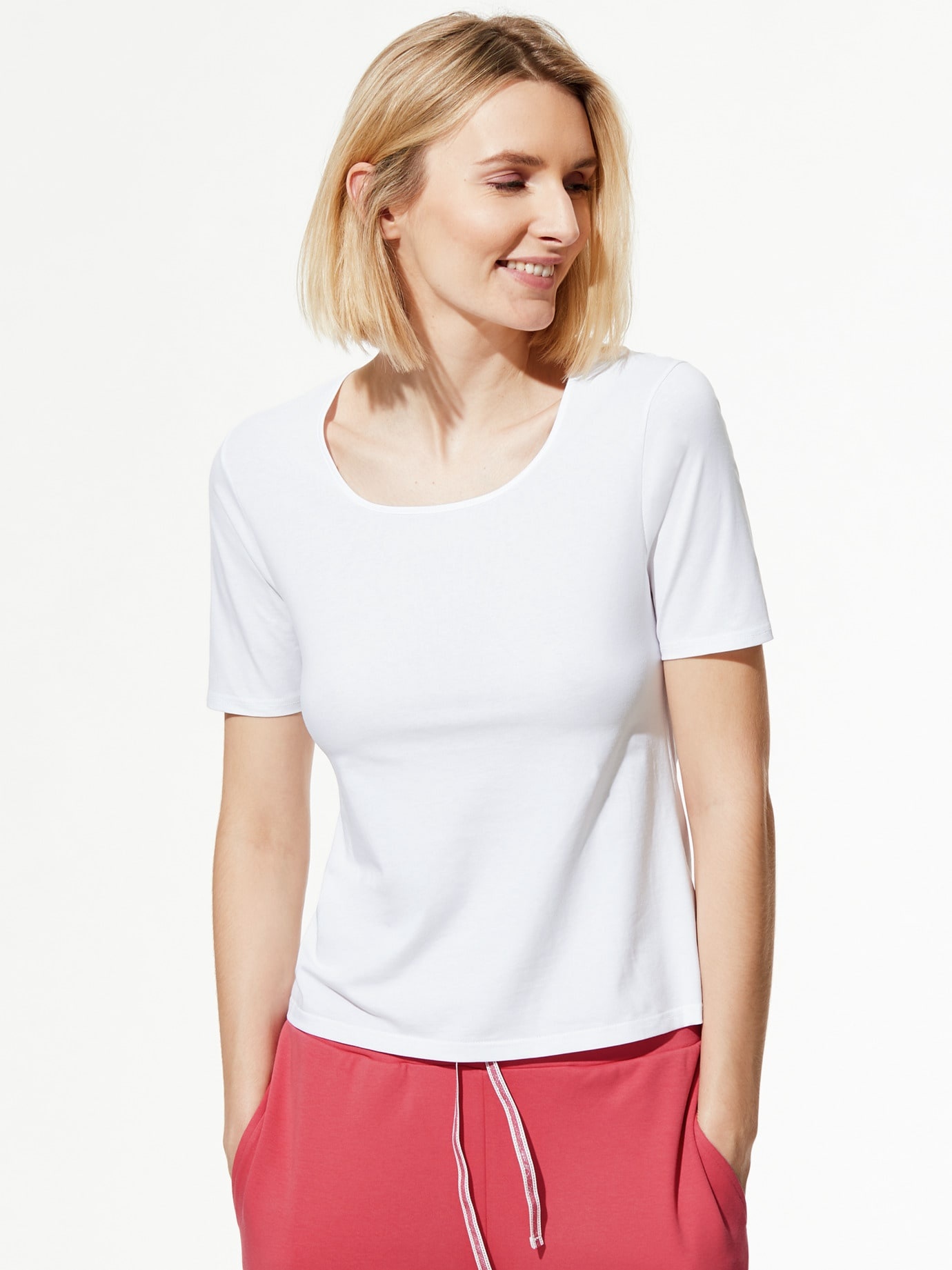 Walbusch Damen Soft Cotton Shirt 2er Pack einfarbig Weiß/Weiß 40