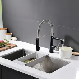 Timaco Wasserhahn Küche Gebürstetes Nickel Schwarz