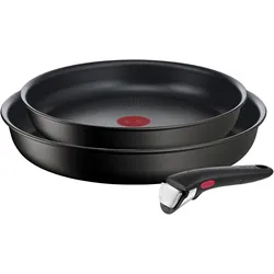 Pfannen-Set TEFAL "Ingenio Unlimited", schwarz, Ø:26cm, Pfannen, stapelbar, Antihaftversiegelung, Induktion, Made in France, kompakt