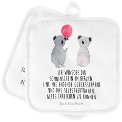 Mr. & Mrs. Panda Topflappen Koala Luftballon - Weiß - Topflappen, Topflappen Set, Topfuntersetzer, Ofenhandschuh, Koalabär, Geschenk, Party, (1-tlg) weiß