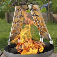 Flammlachsbretter aus Holz 2er Set mit Edelstahlhalterung 15,5x1,5x44cm